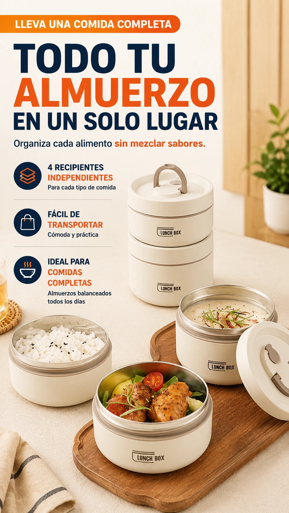 Set Portacomidas Térmico 4 en 1