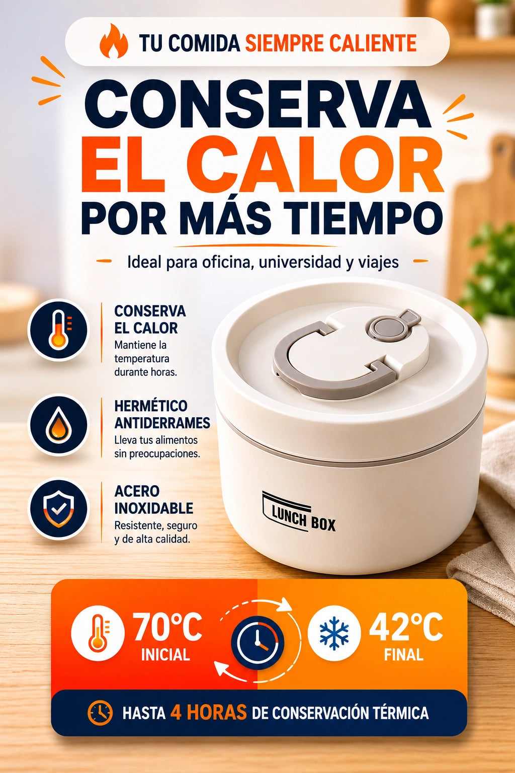 Set Portacomidas Térmico 4 en 1