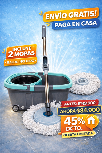 TRAPERO GIRATORIO 360° + BALDE ESCURRIDOR