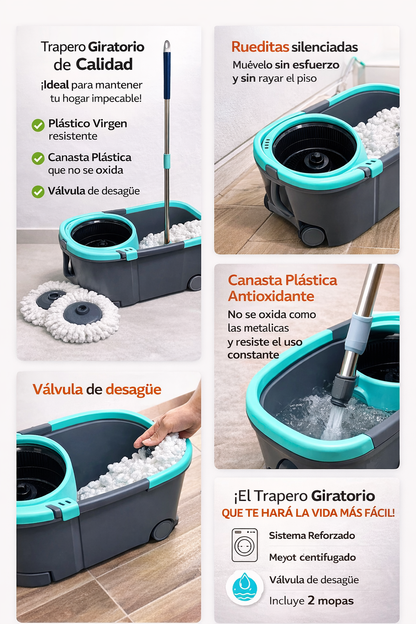 TRAPERO GIRATORIO 360° + BALDE ESCURRIDOR