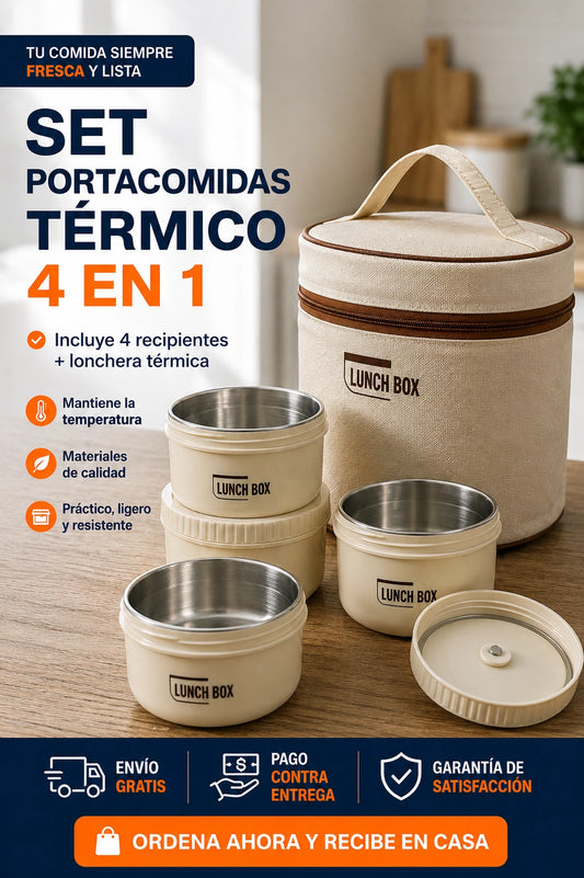 Set Portacomidas Térmico 4 en 1