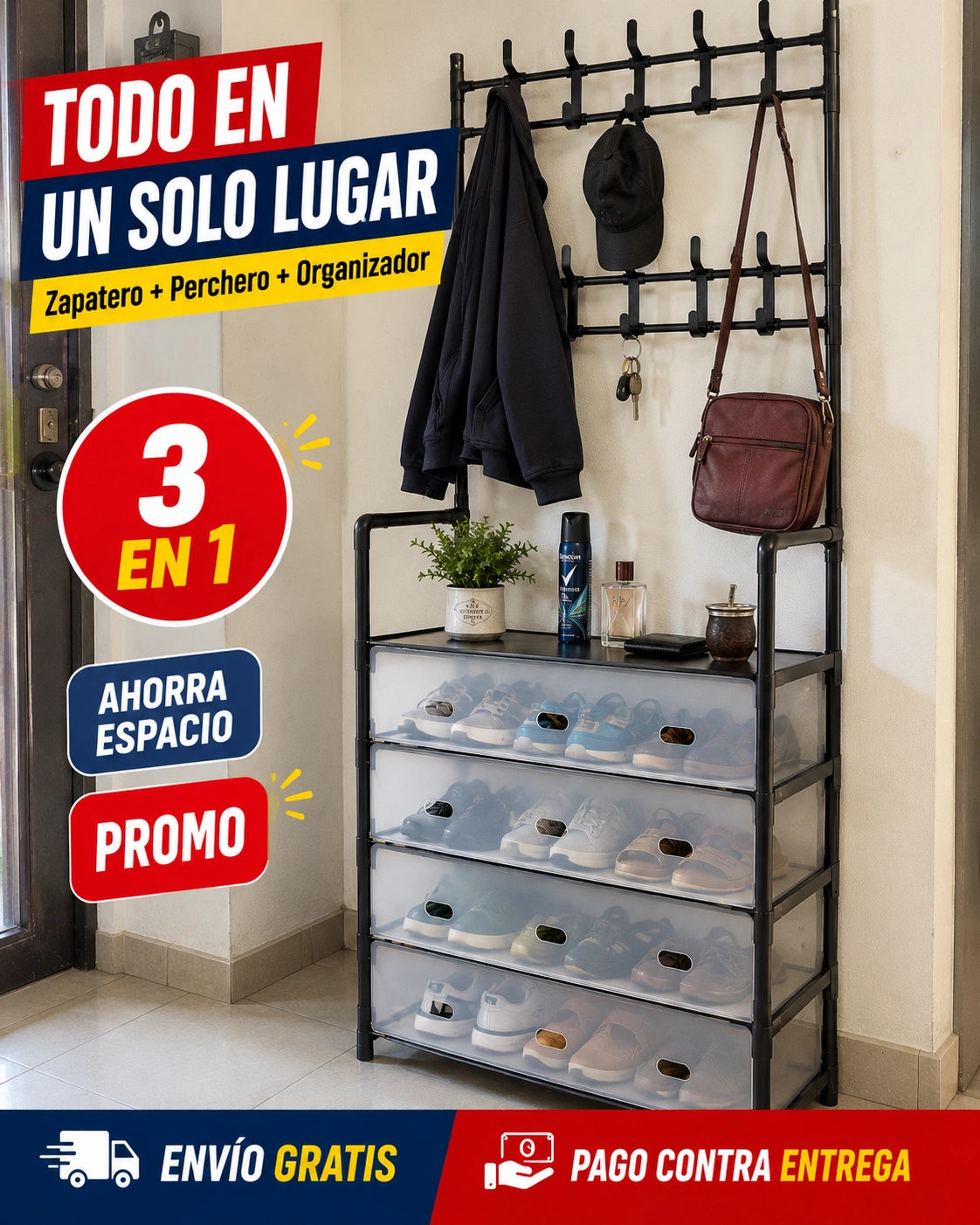 Zapatero Perchero 3 en 1