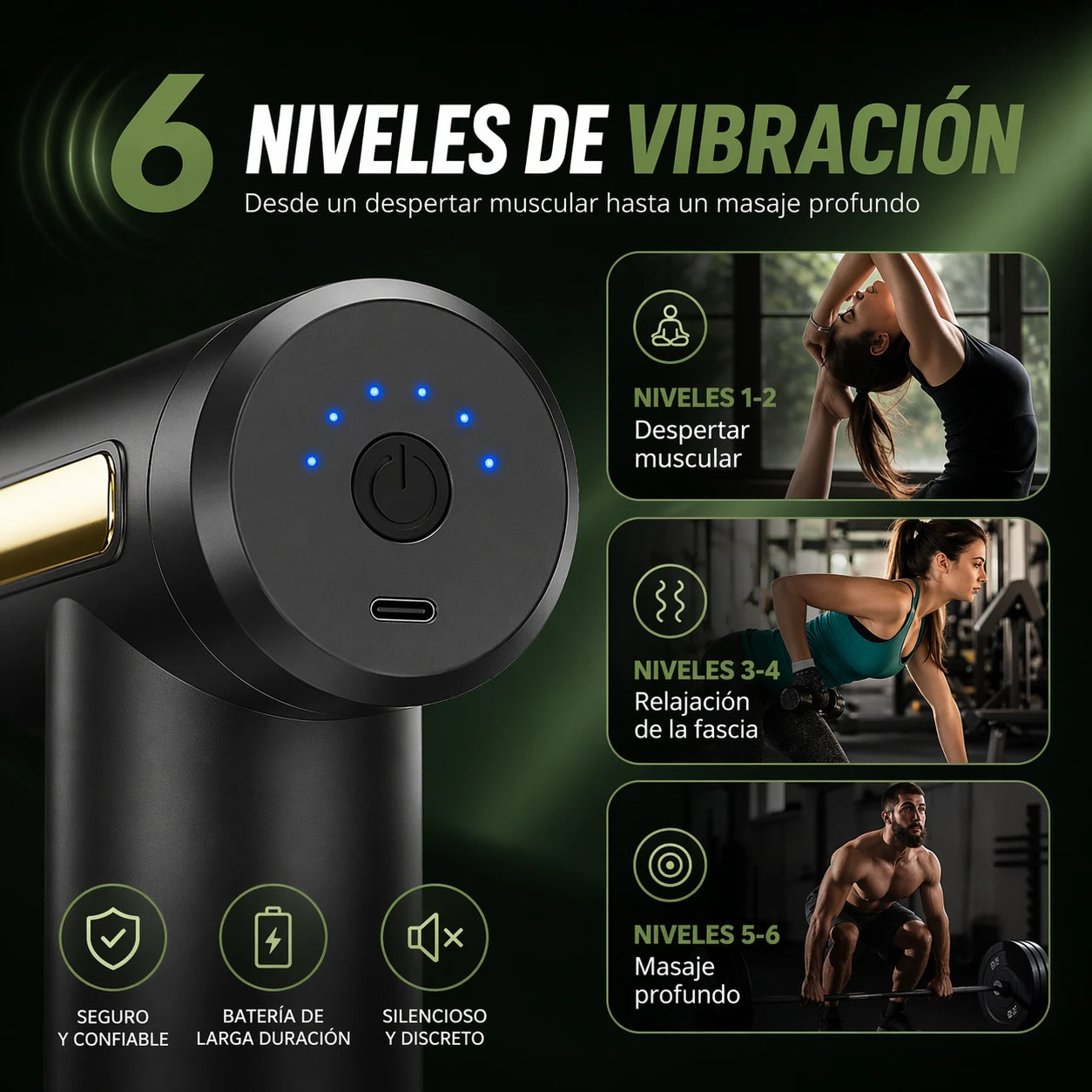 Alivion™ Pistola de masaje muscular portátil